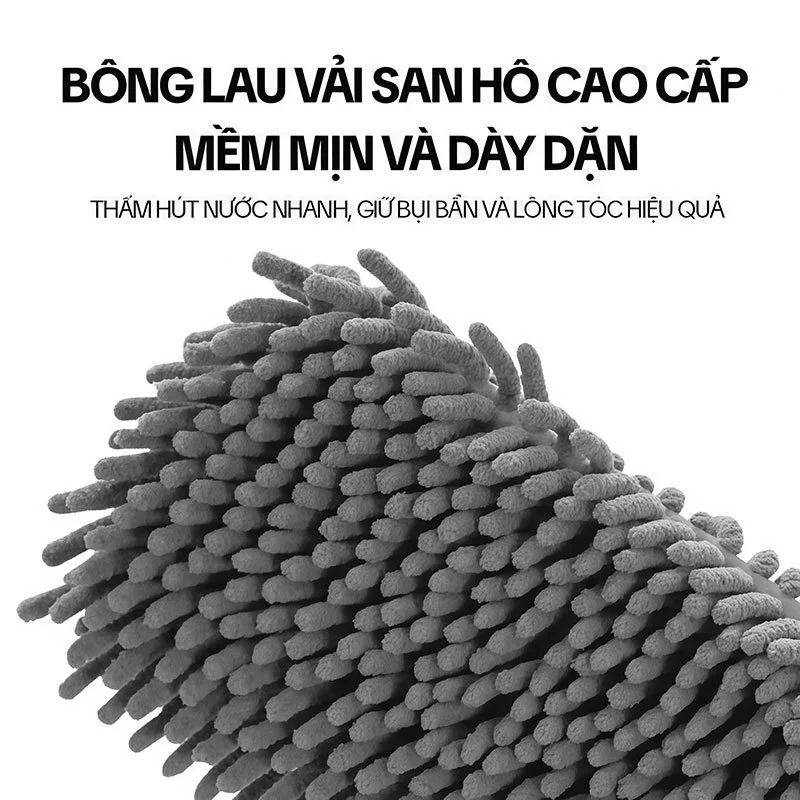 Cận cảnh mặt bông san hô màu xám của cây lau nhà