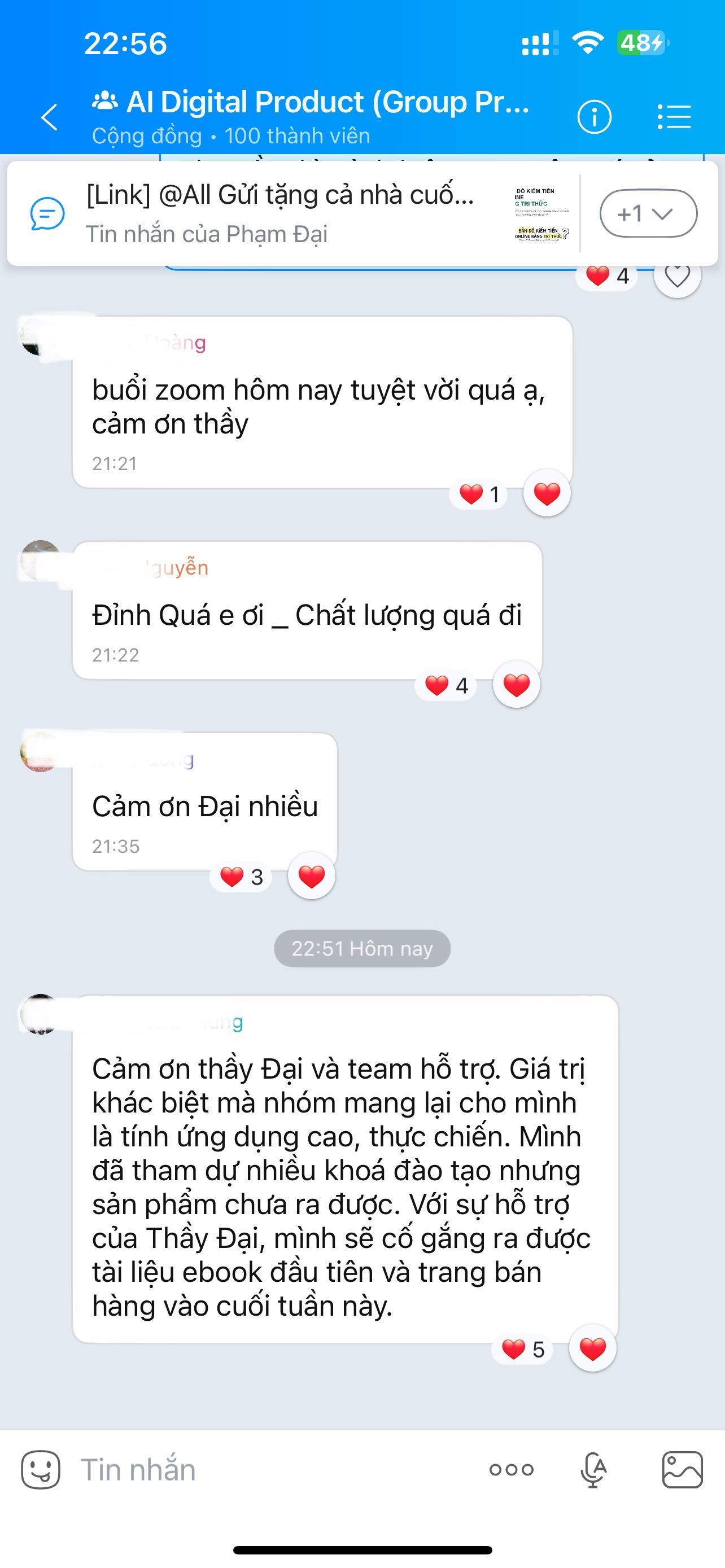 Tin nhắn khách hàng phản hồi sau khi dùng ebook