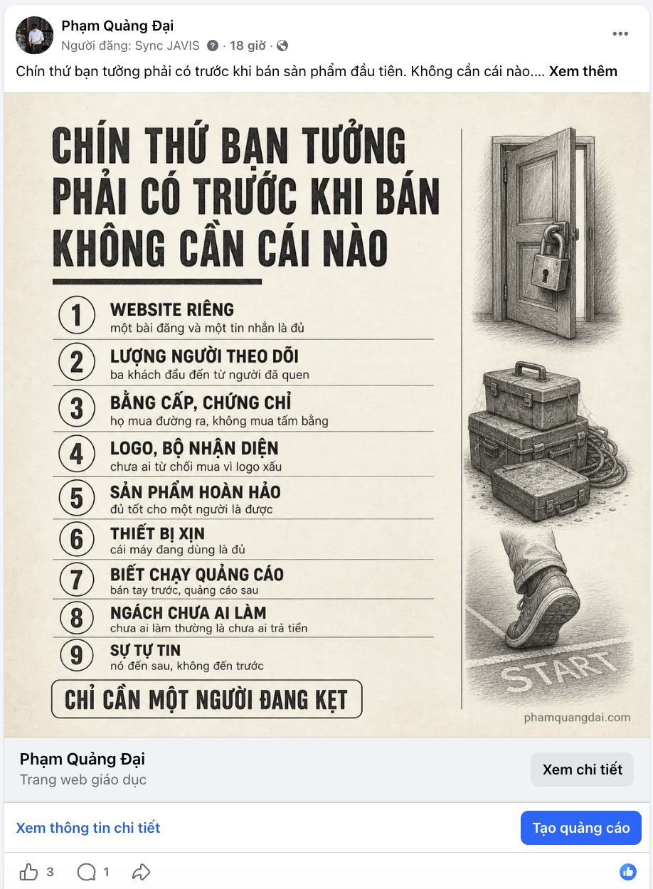 Bài viết đã được hệ thống đăng tự động lên fanpage theo đúng lịch đã lên