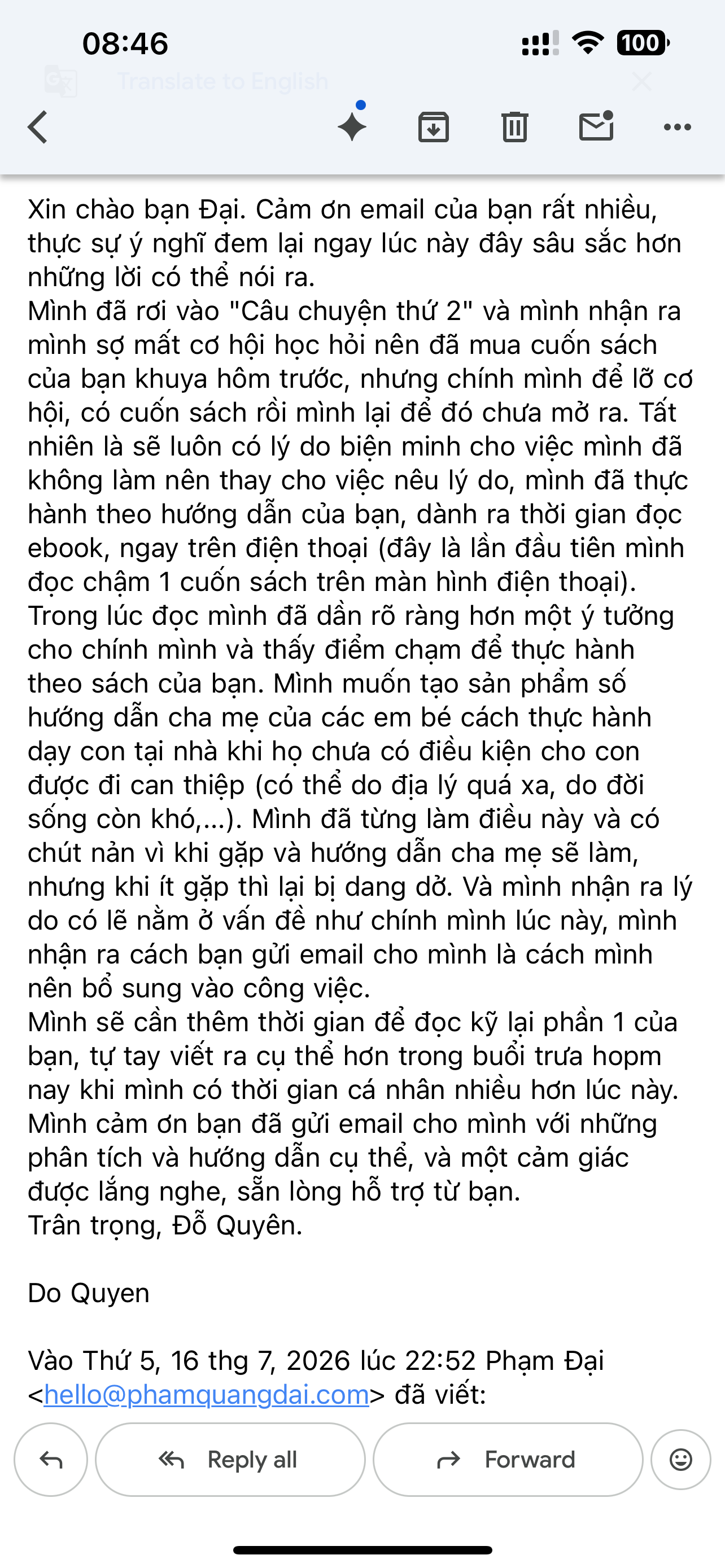 Tin nhắn khách hàng phản hồi sau khi dùng ebook