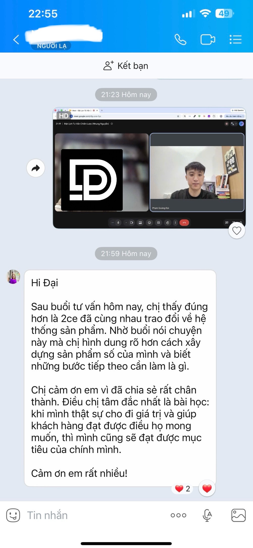 Tin nhắn khách hàng phản hồi sau khi dùng ebook