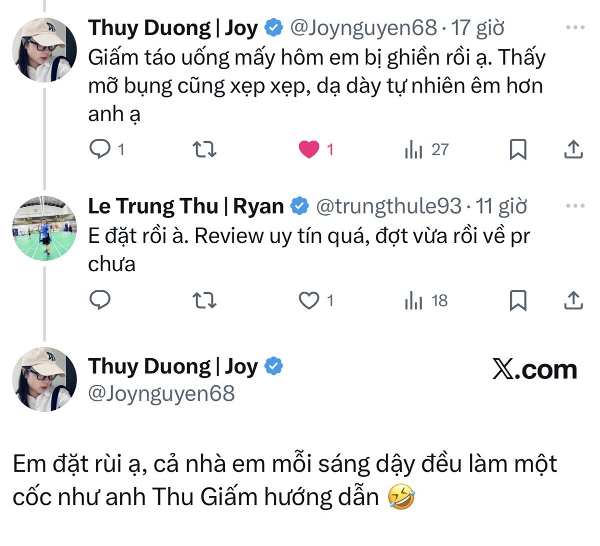 Anh Joy: cả nhà mỗi sáng một cốc