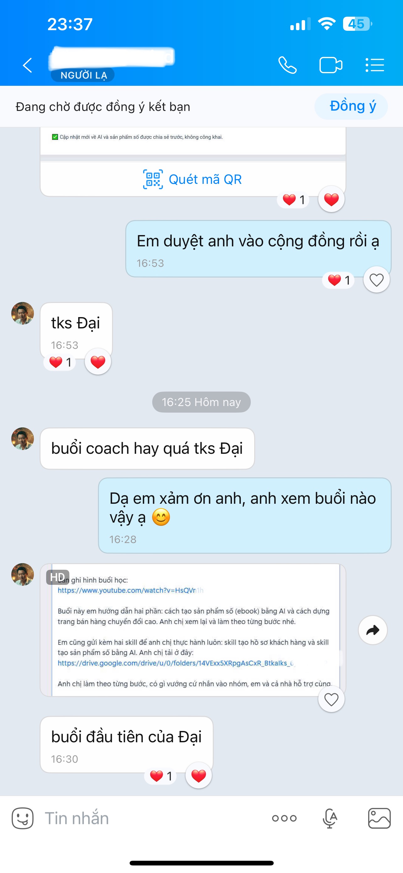 Tin nhắn khách hàng phản hồi sau khi dùng ebook
