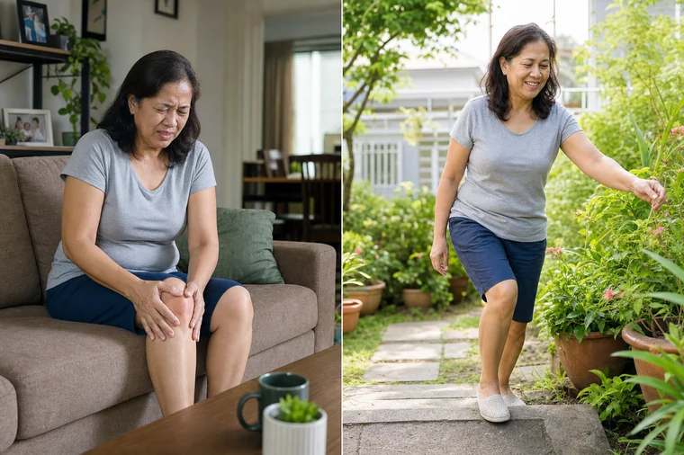 Swollen joints before and after