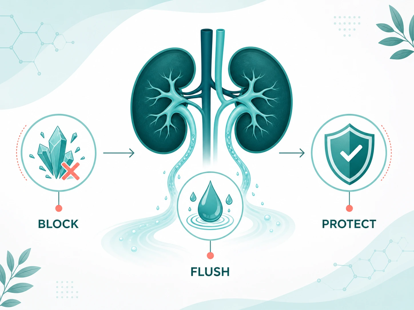 How KidneyWell Advance works: Block, Flush, Protect
