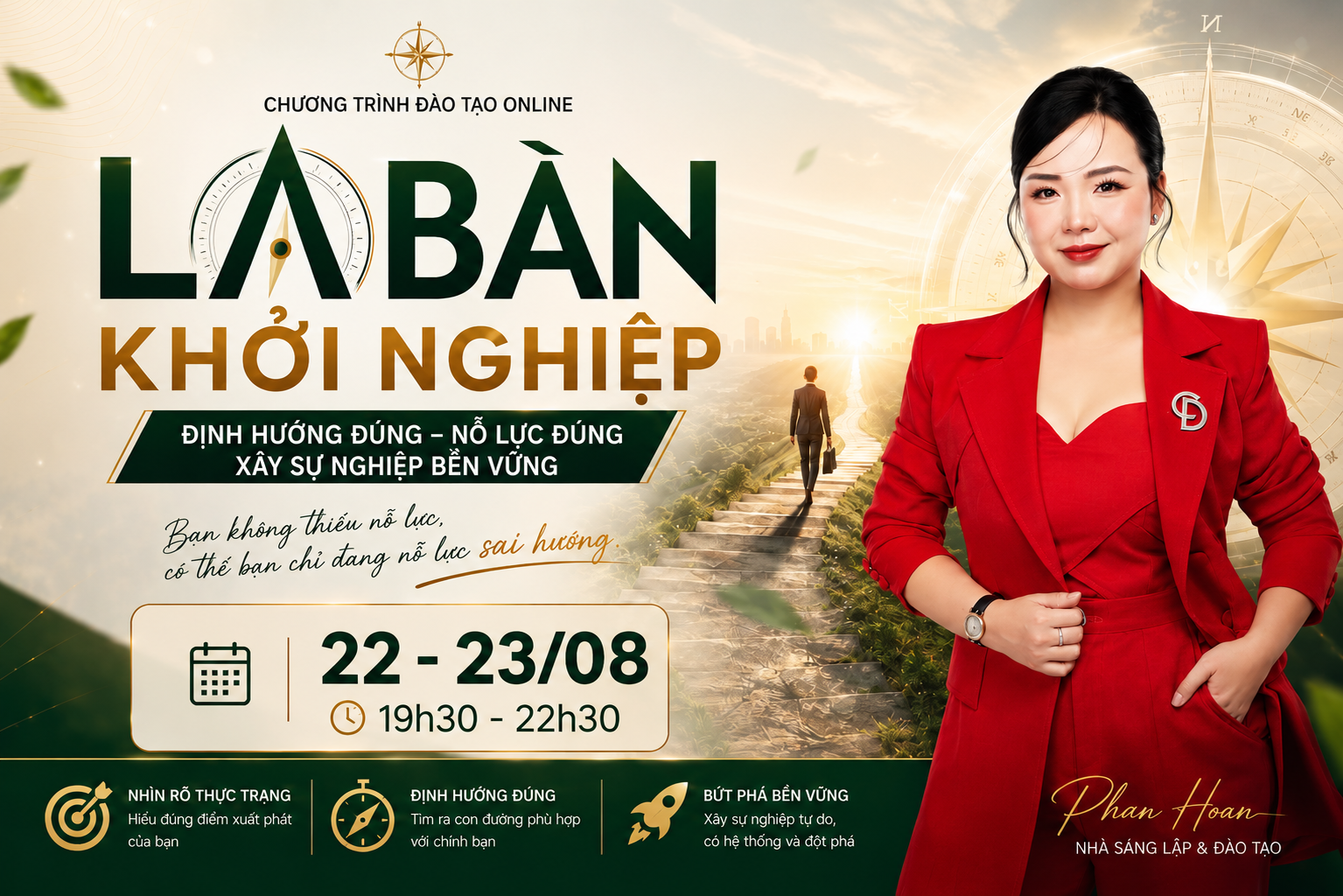La Bàn Khởi Nghiệp - 2 đêm Zoom trực tiếp, ngày 22 và 23/08/2026