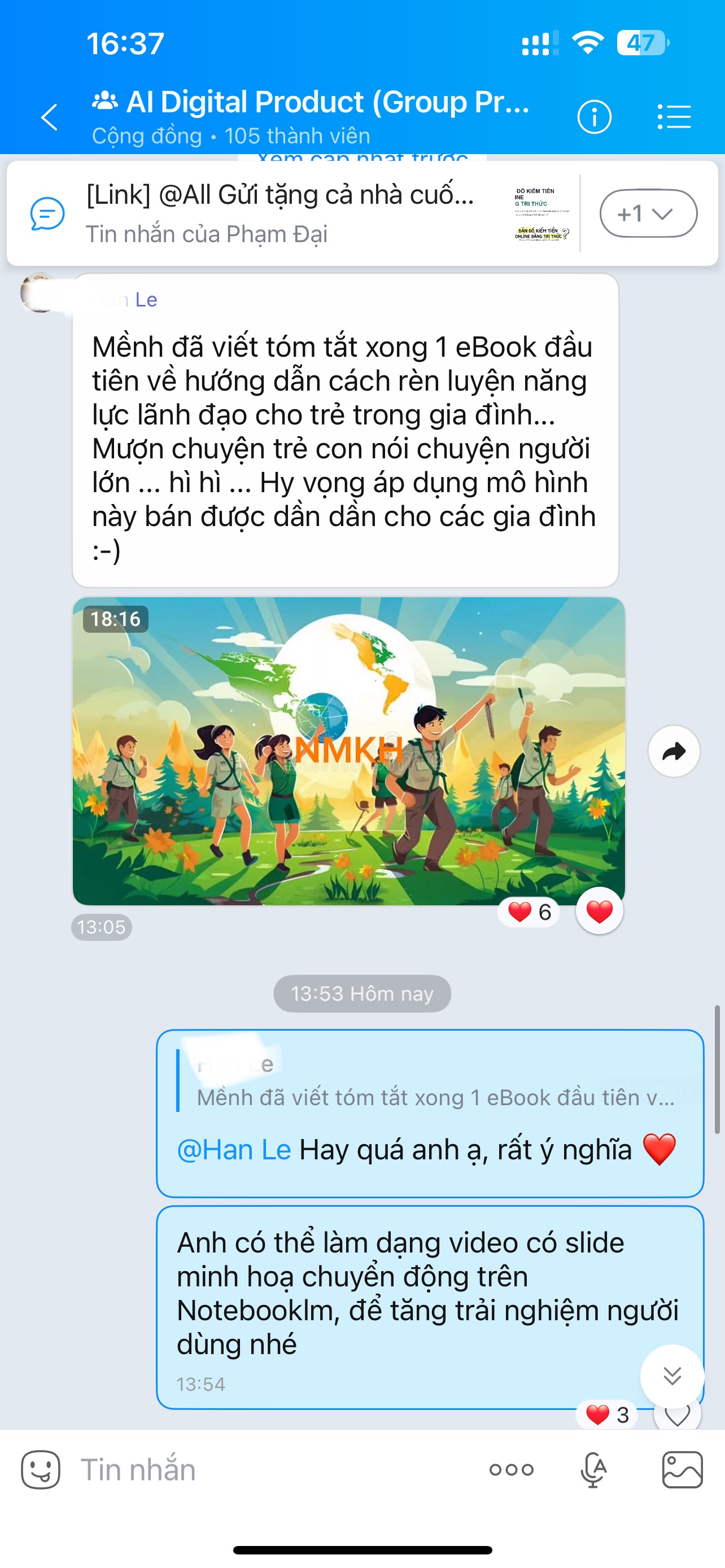 Tin nhắn khách hàng phản hồi sau khi dùng ebook
