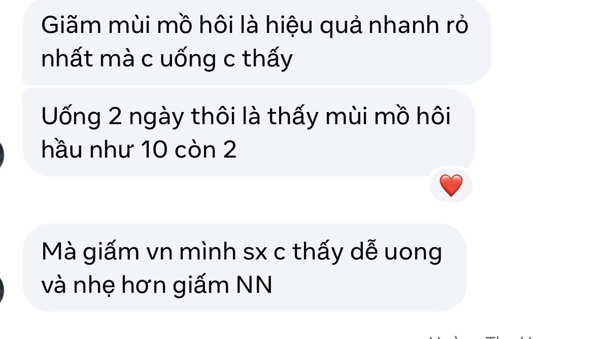 Tin nhắn khách: mùi mồ hôi giảm