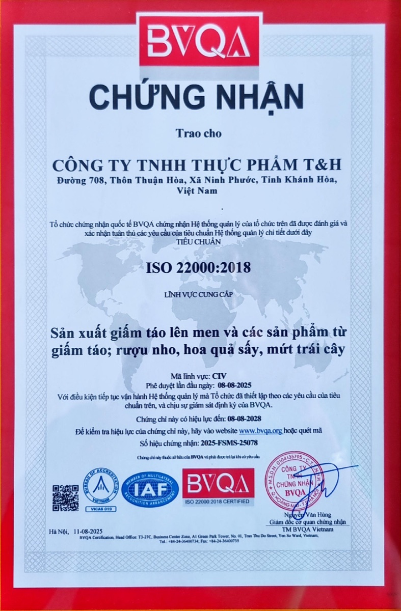 Chứng nhận ISO 22000:2018 — BVQA