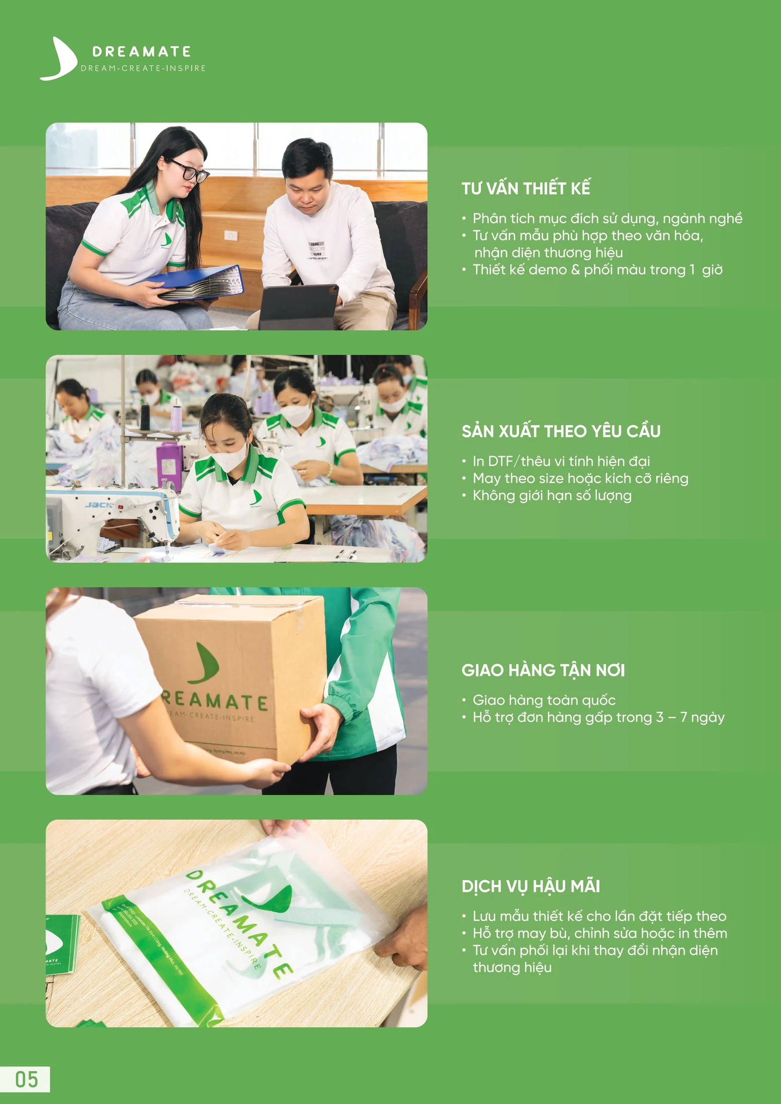 Đội ngũ may tại xưởng Dreamate