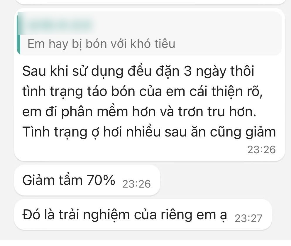 Khách nhắn: hết táo bón