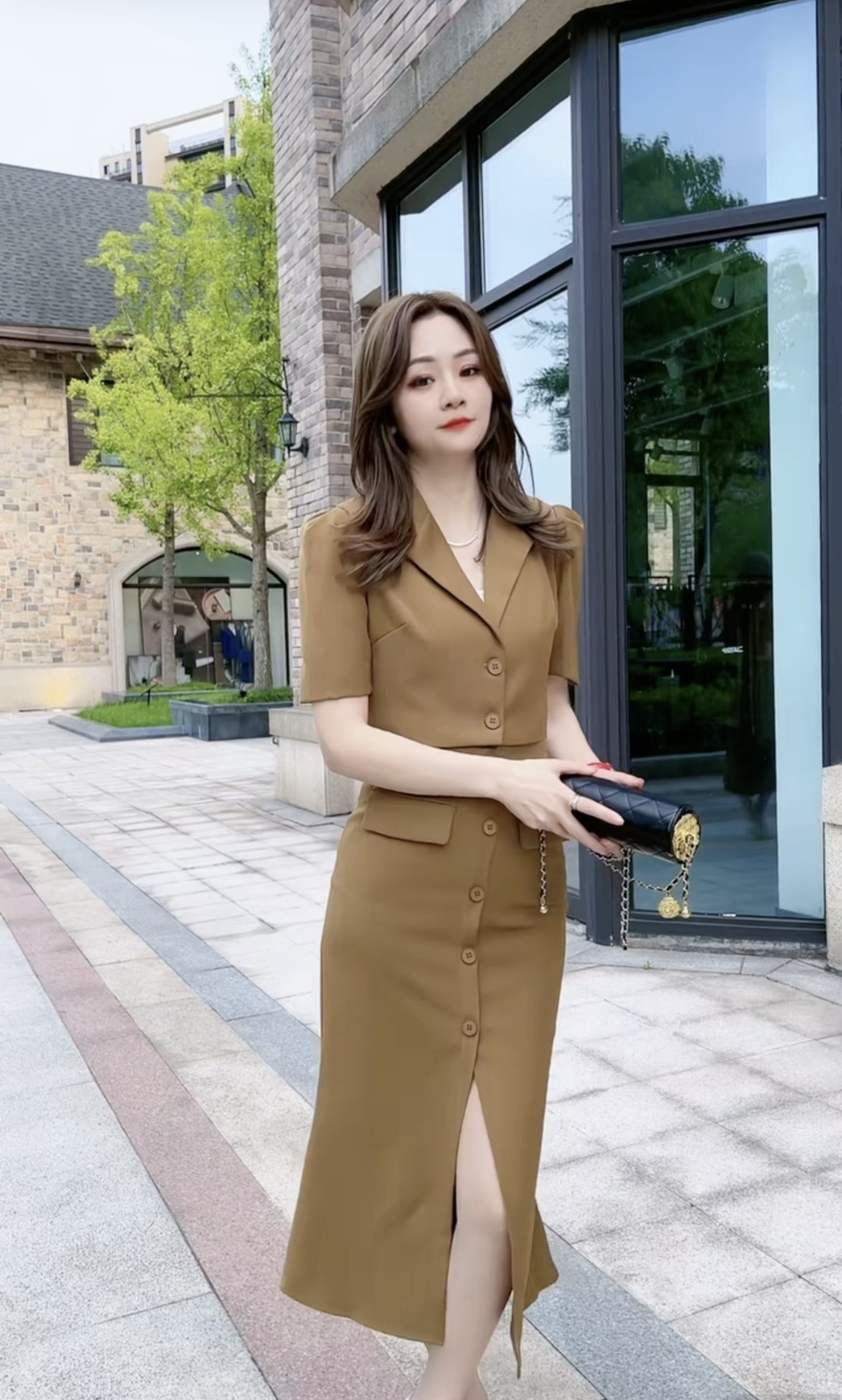 Set chân váy dài áo vest