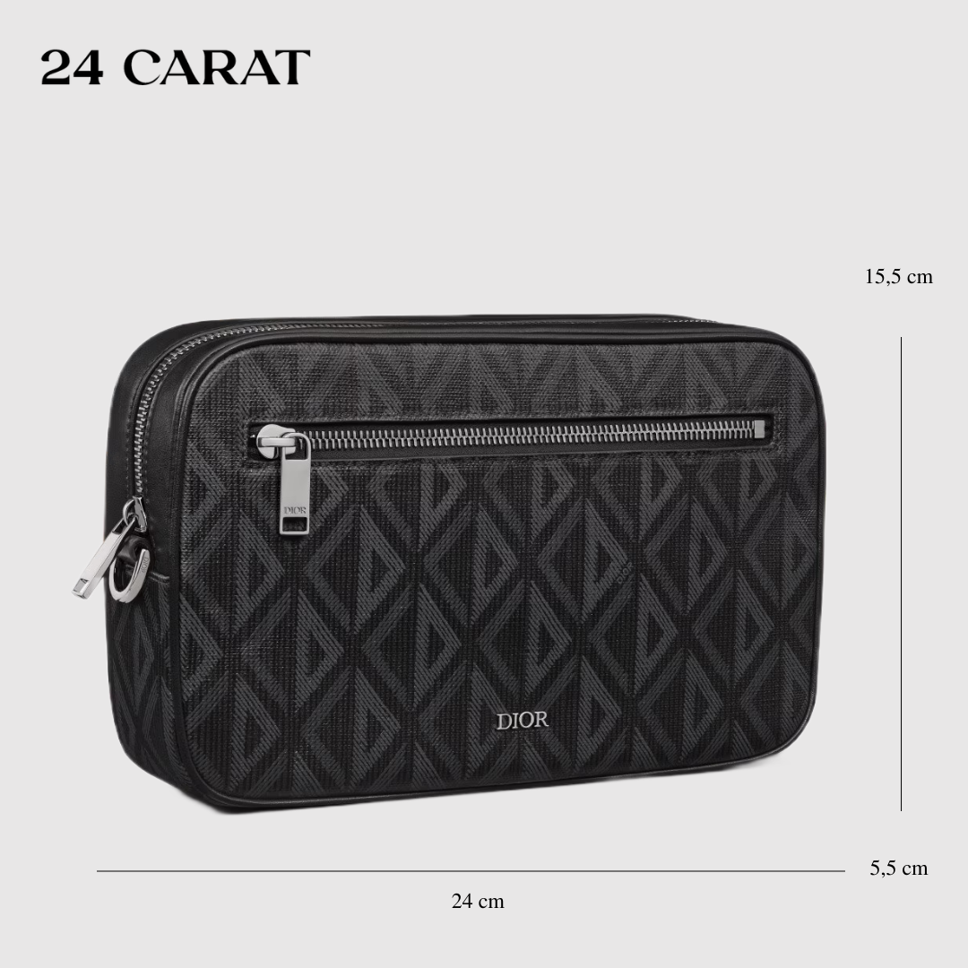 Clutch nam Dior TOILETRY BAG Black CD Diamond Canvas