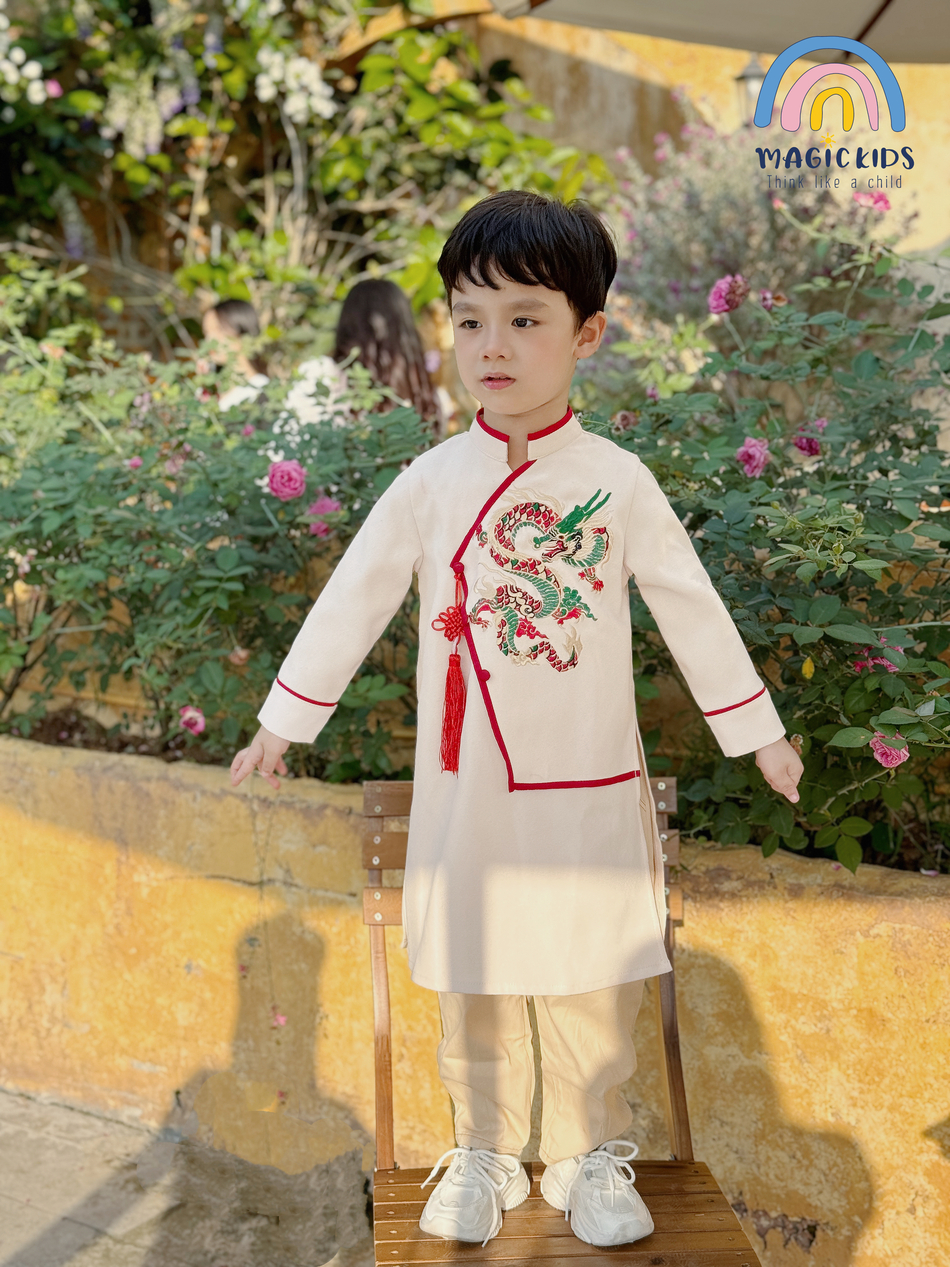 Áo dài bé trai size đại 40kg Magickids áo dài Tết 2024 thêu rồng chất text nhung mềm mịn cho bé từ 12-35kg AD23019_thumbnail_9