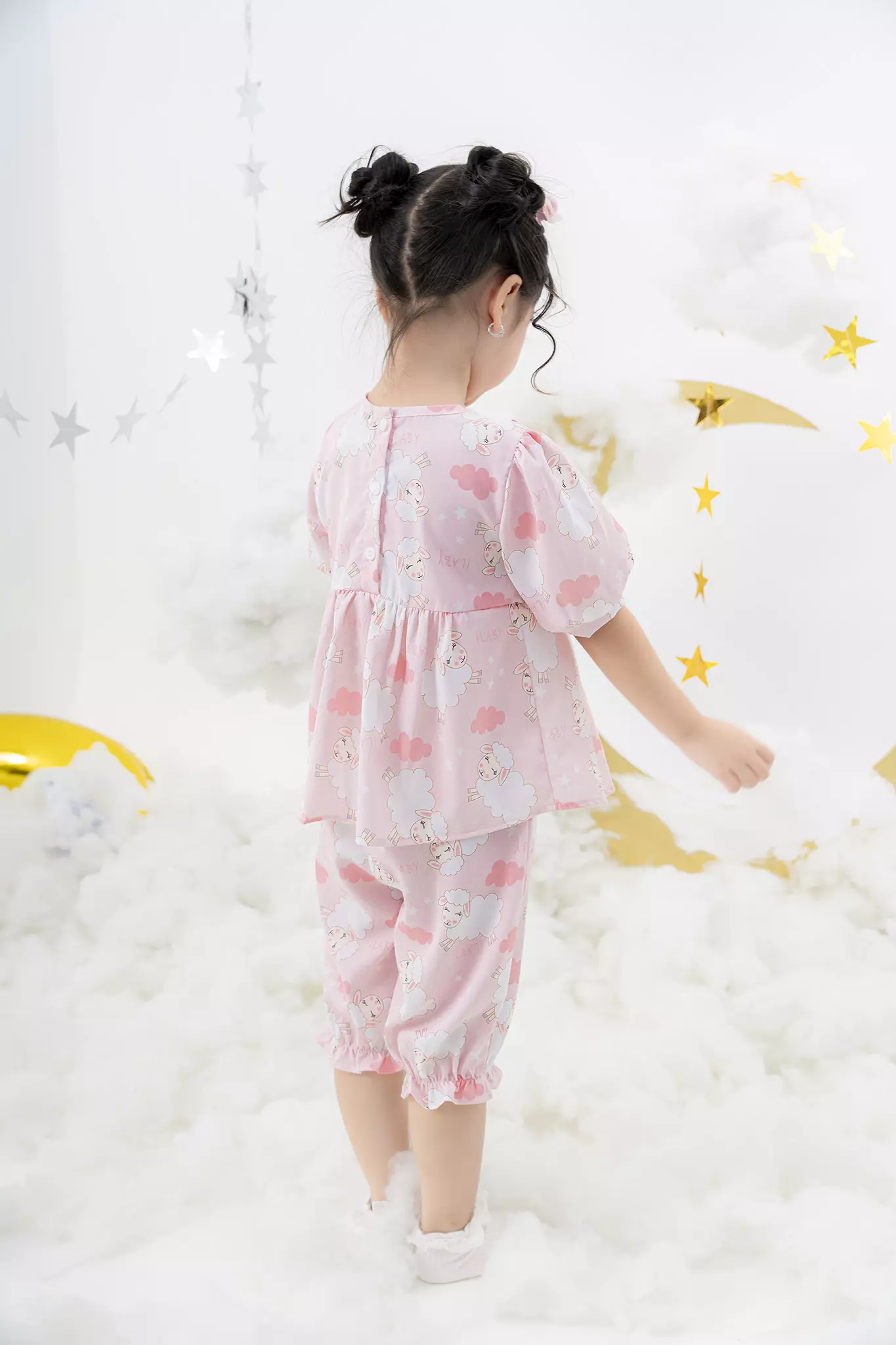 Pyjama lửng, cổ bèo 2 nơ