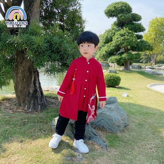 Áo dài Tết cho bé trai mẫu mới 2024 dáng cách tân cổ tàu thêu hạc size lớn từ 12-34kg Magickids Quần áo trẻ em AO21023_thumbnail_4