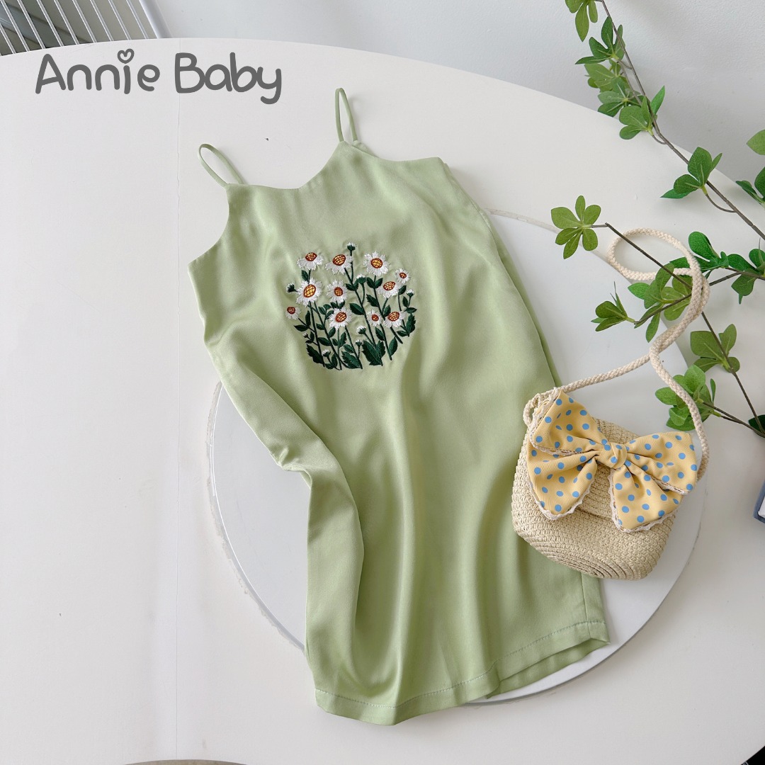 Đầm váy 2 dây cho bé gái từ 2 3 4 5 6 7 8 tuổi Magickids thêu hoa lụa ngọc trai mềm mịn phong cách tiểu thư VA23001_thumbnail_3