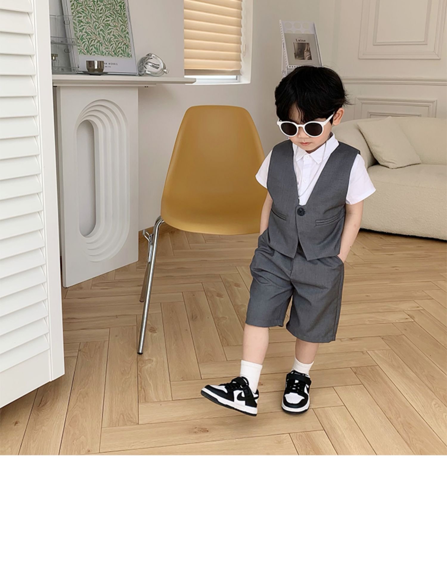 Set bộ gile bé trai Magickids có 3 chi tiết, áo sơ mi, áo vest, quần short phong cách Hàn Quốc đi chơi, sự kiện BR22029