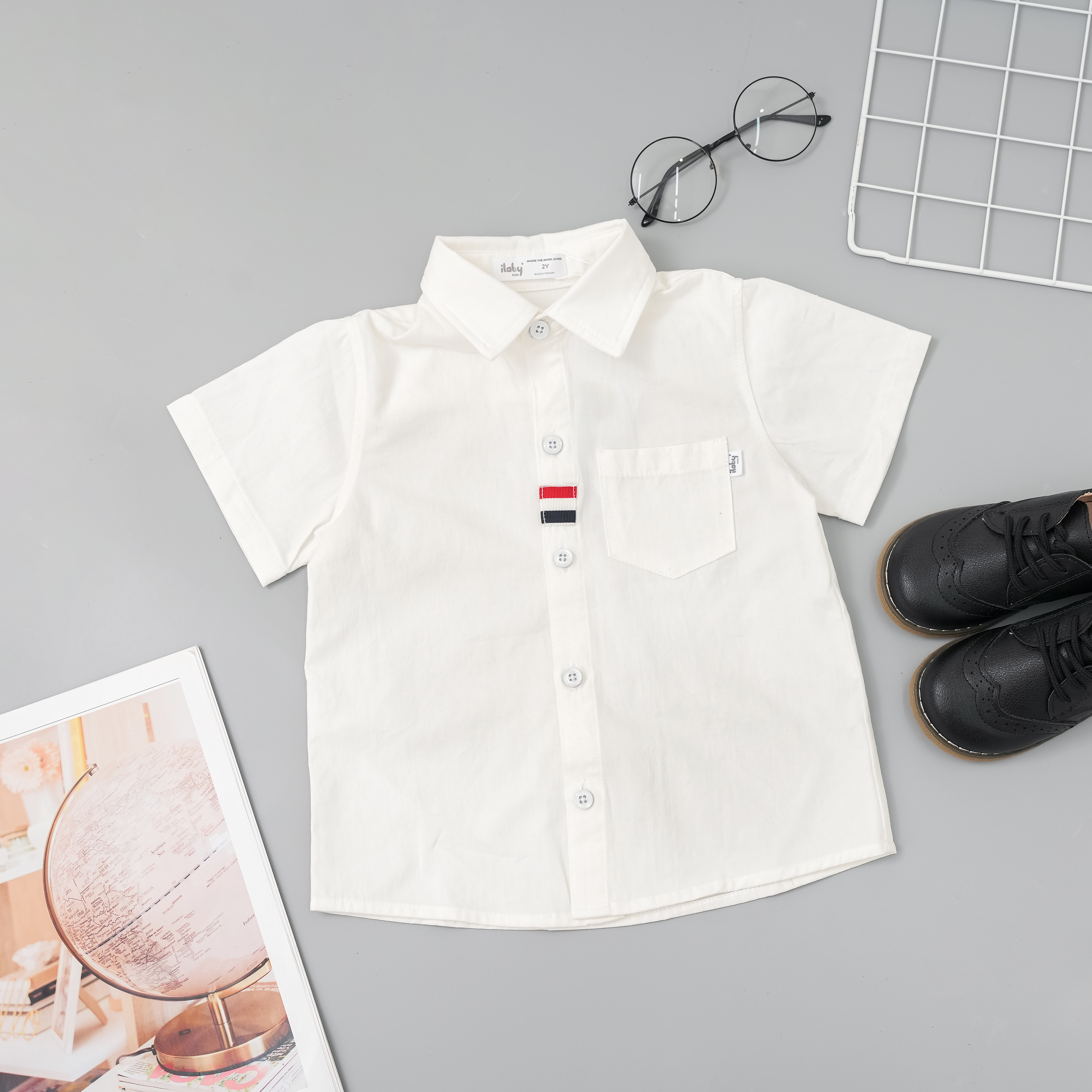 Áo sơ mi cộc tay phối nẹp áo_thumbnail_0