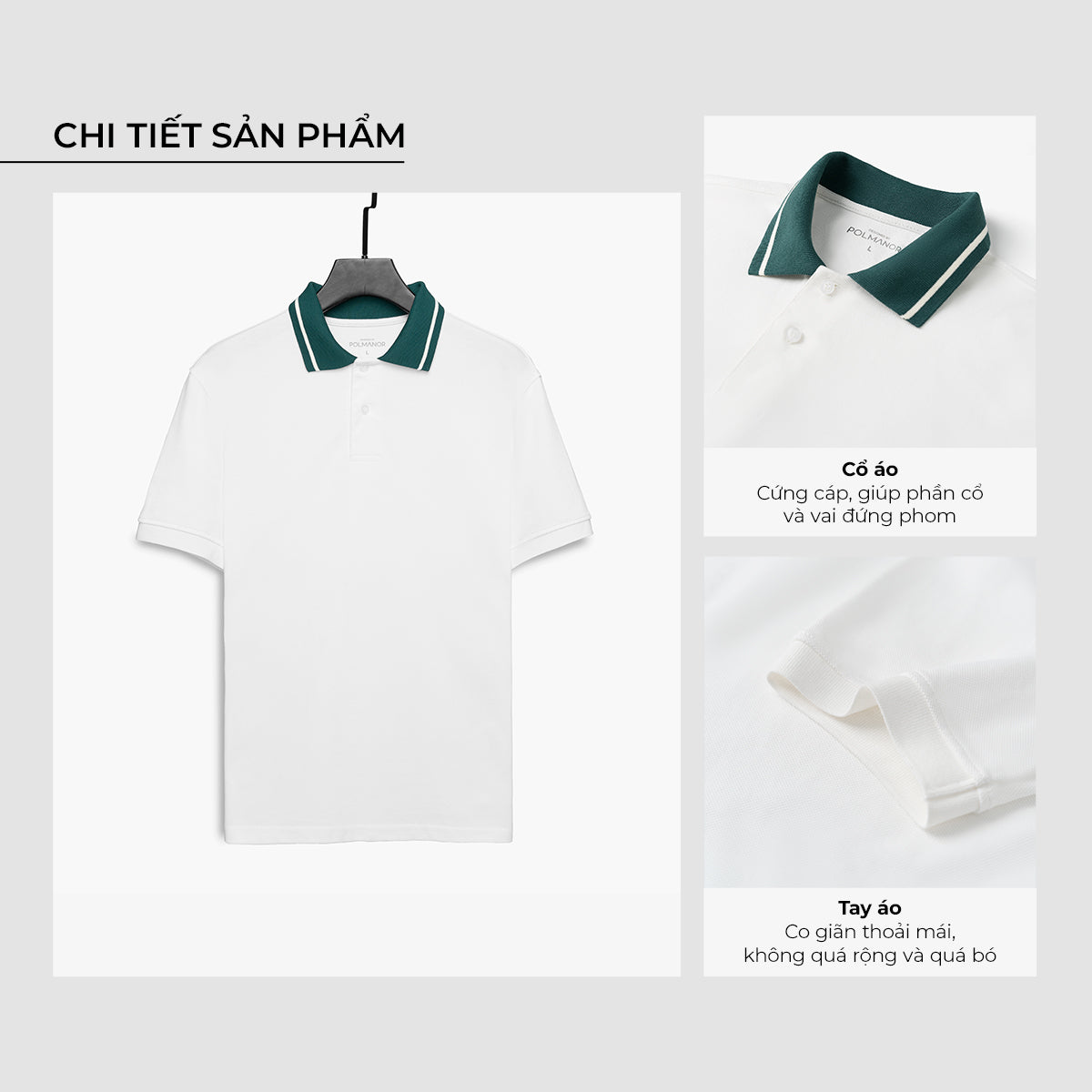 Áo Polo Nam Ugo Màu Xanh Lá với thông tin chi tiết