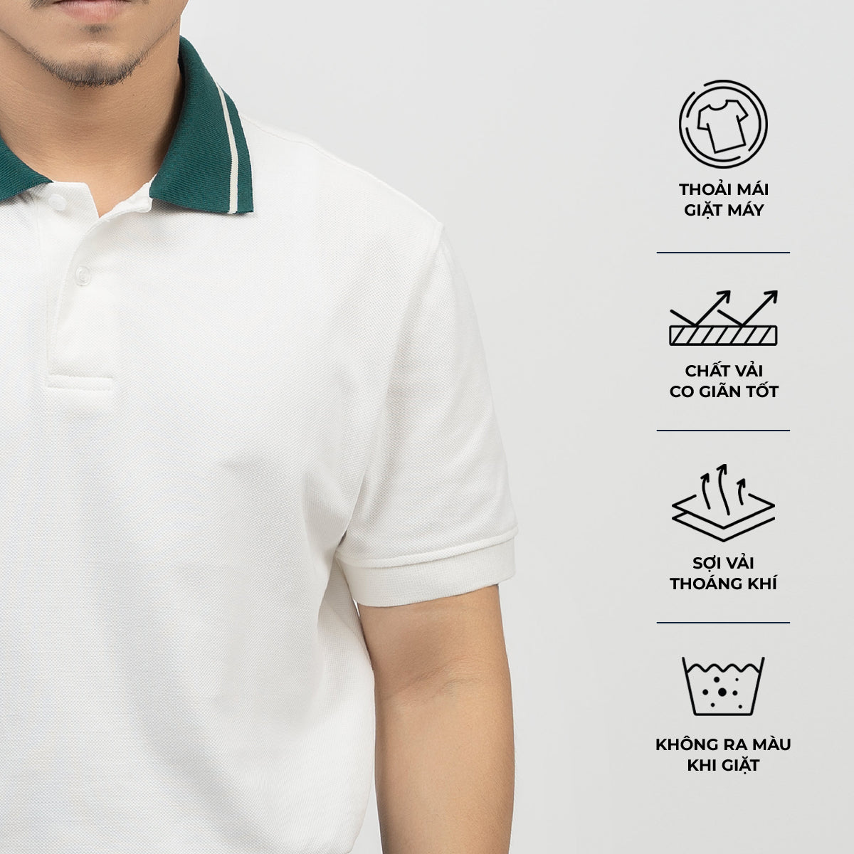 Áo Polo Nam Ugo Màu Xanh Lá với thông tin chi tiết