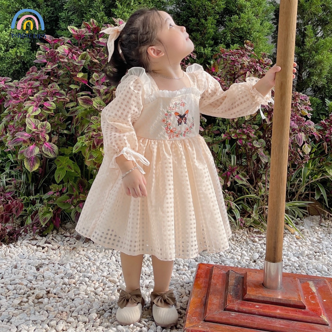 Váy đầm công chúa bé gái 1 2 3 4 5 6 7 tuổi Magickids dáng xòe tay bồng chất liệu ren cao cấp thêu hồ điệp VA22004_thumbnail_6