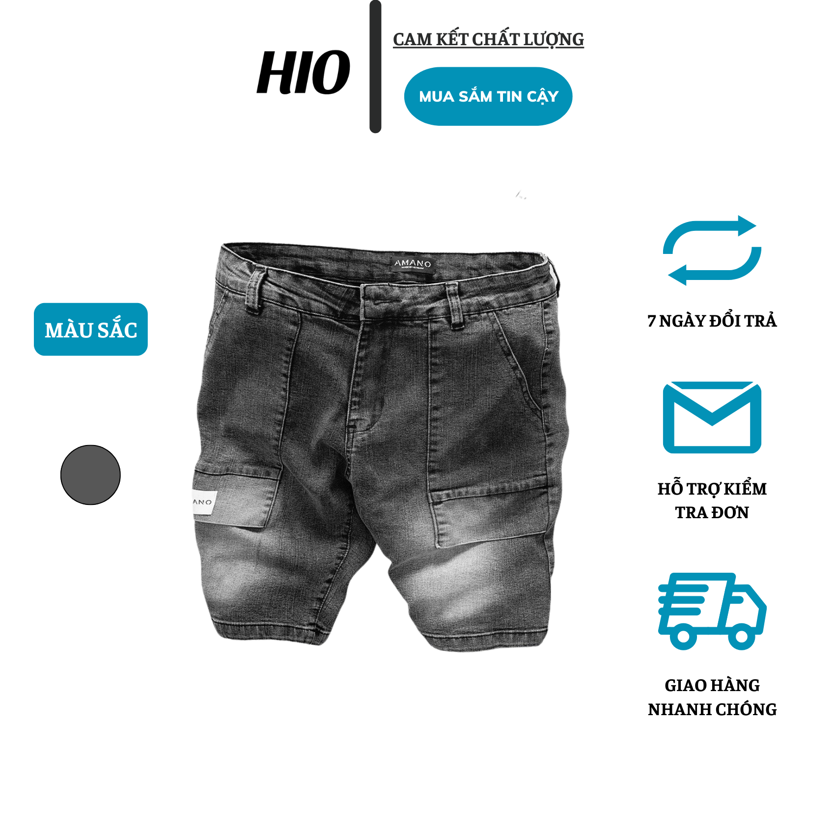 Quần SHORT JEAN cạp khuy co giãn mềm mịn QSJ280