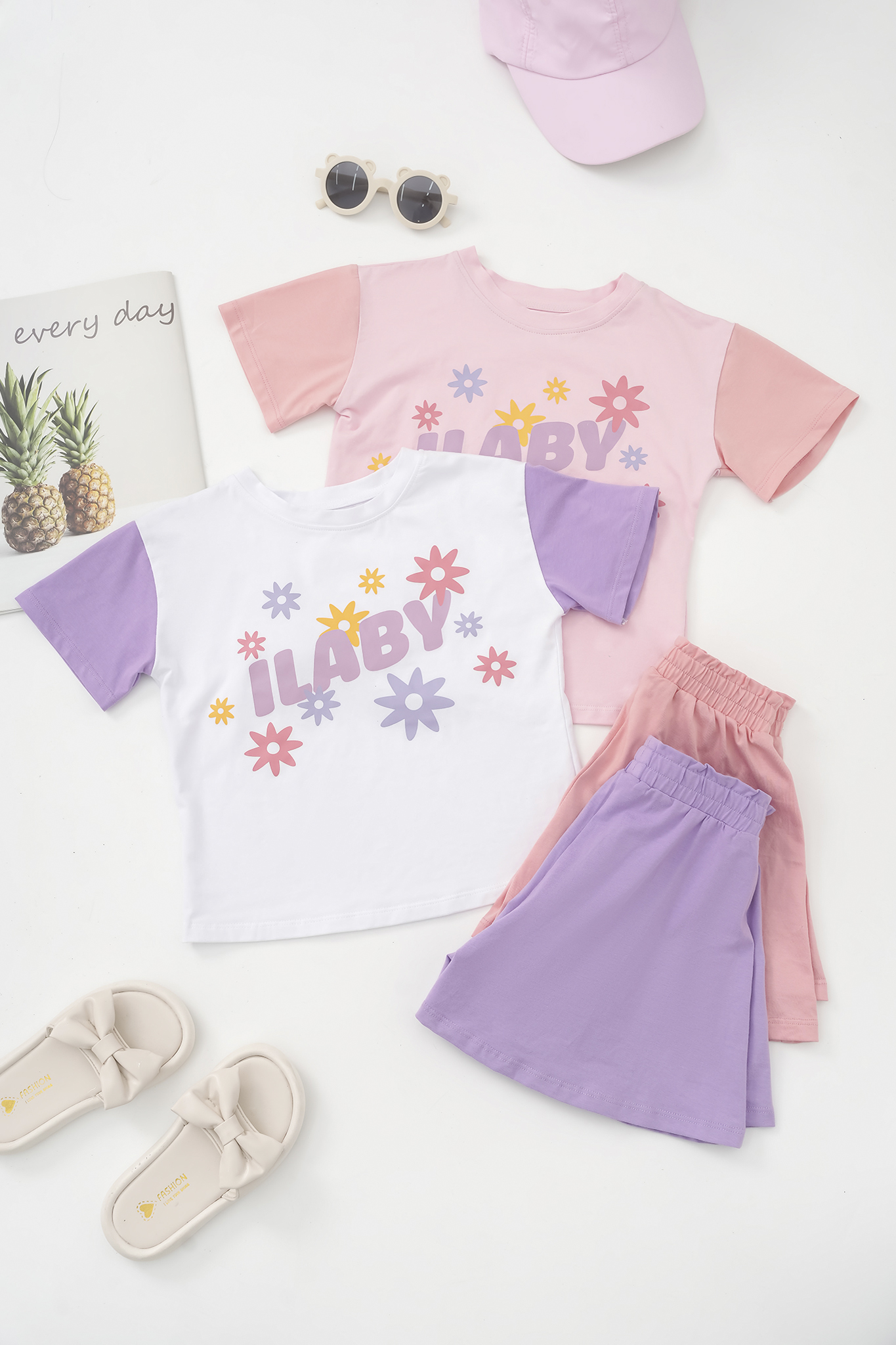 Set bé gái phối màu quần xòe_thumbnail_0