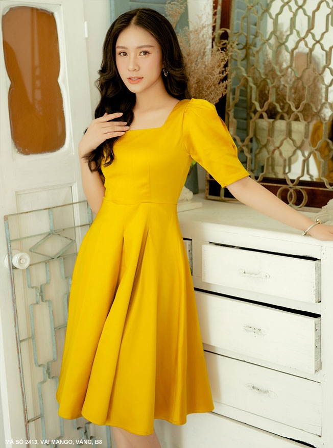 ĐẦM XÒE CỔ VUÔNG TAY LỞ - 2413