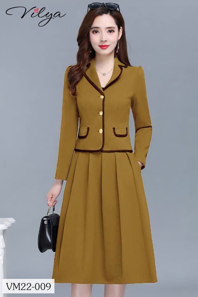 Set Vest Chân váy xếp ly VM22-009