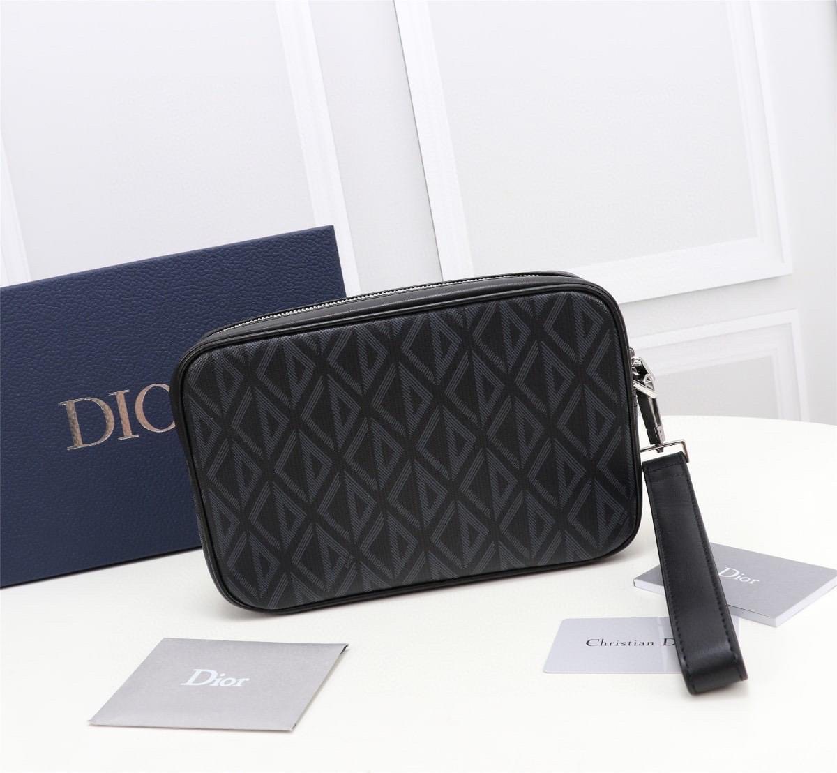 Clutch nam Dior TOILETRY BAG Black CD Diamond Canvas_thumbnail_2