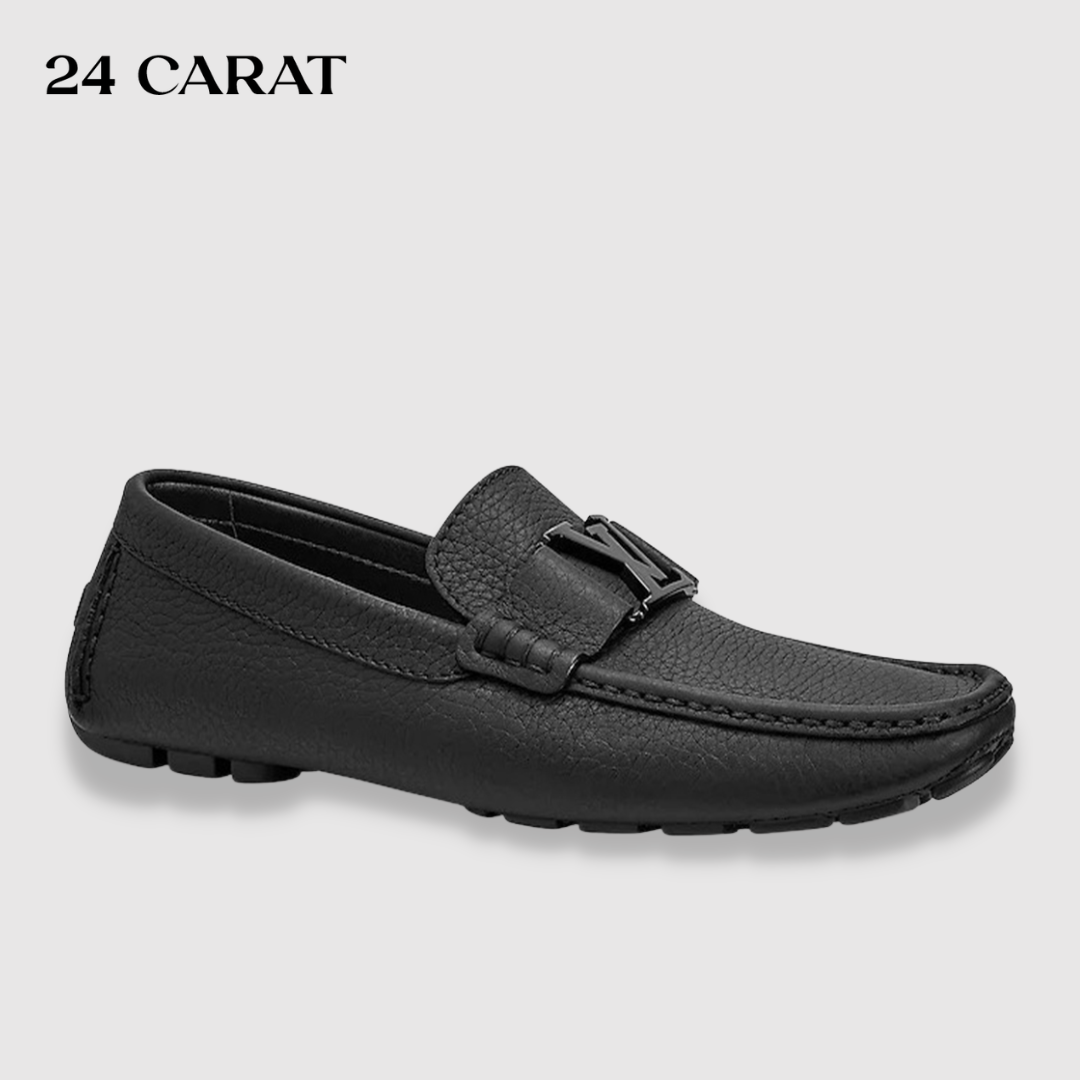 Giày lười Moca nam LV Monte Carlo Moccasin logo black