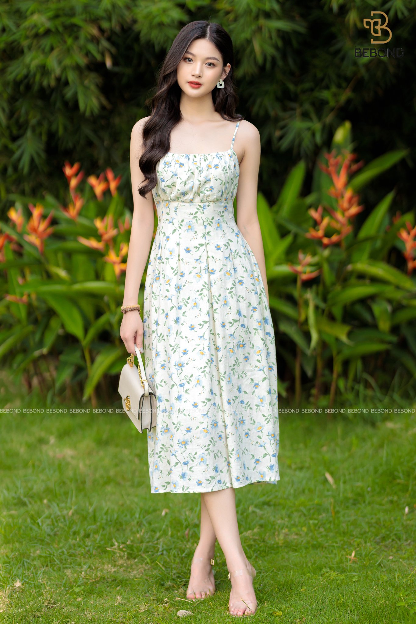 Đầm hai dây dáng xòe màu trắng HL19-29 | Thời trang công sở K&K Fashion