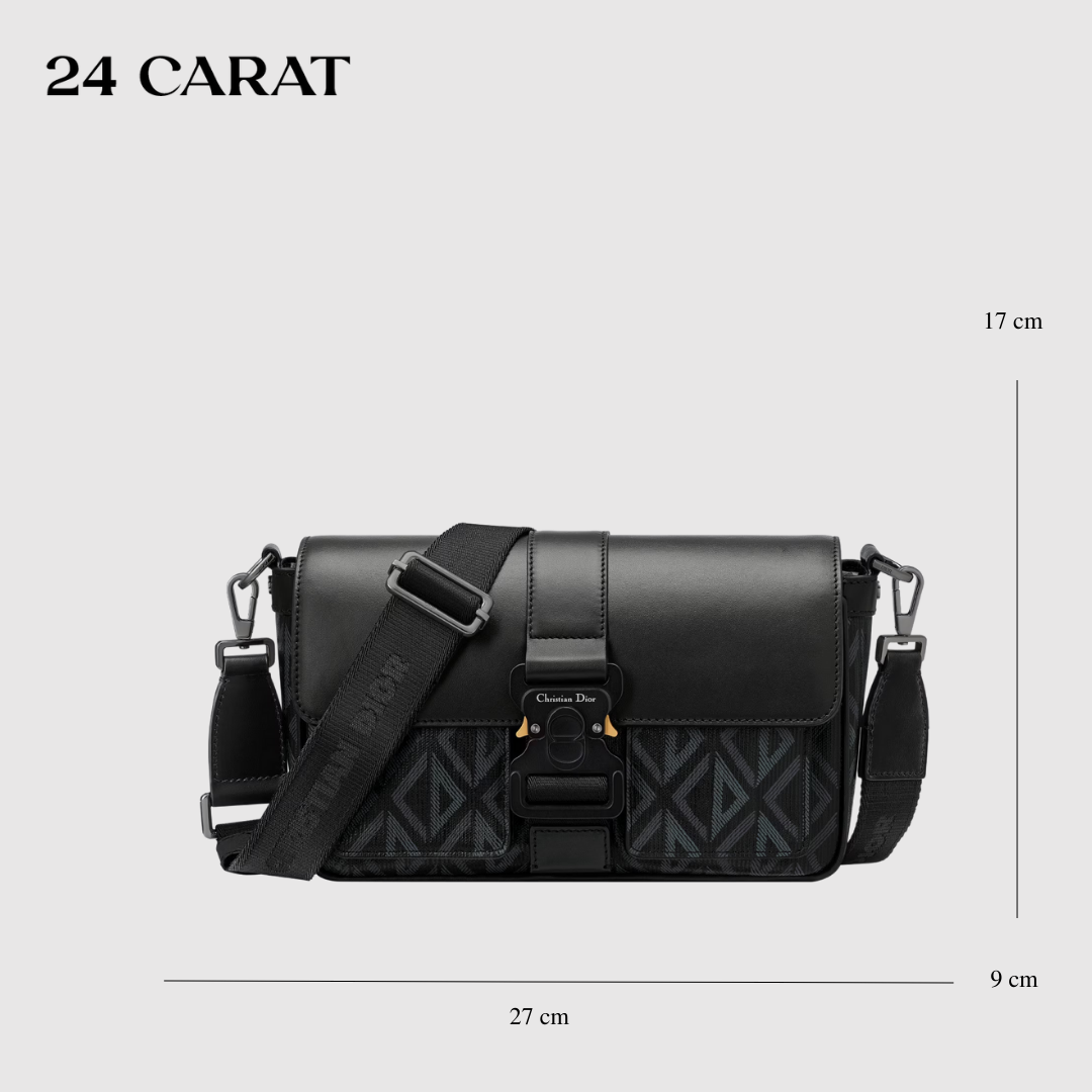 Túi đeo chéo Dior Hit The Road Bag With Strap Black CD Diamond Canvas
