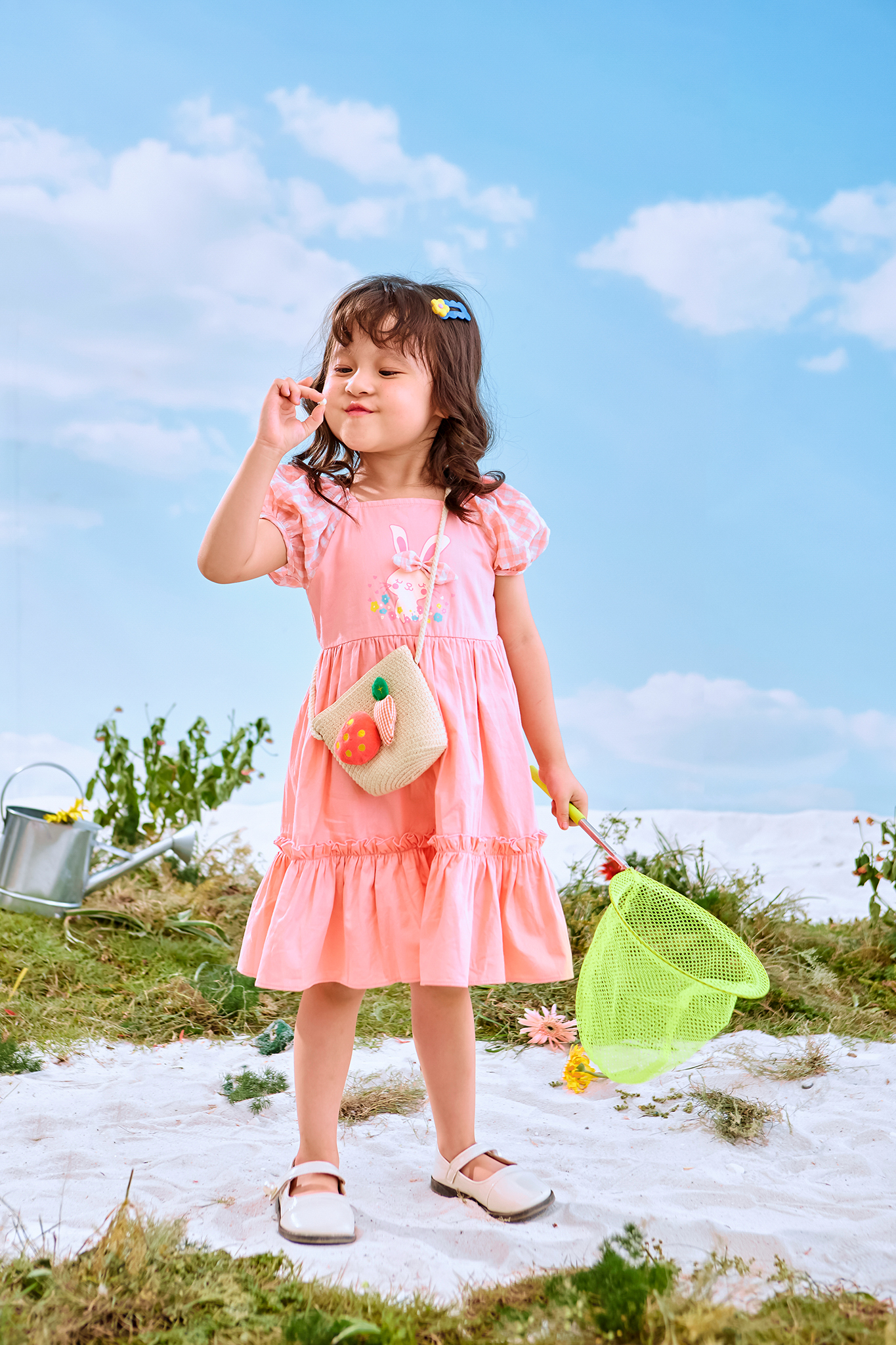 Váy cổ vuông phối tay kẻ_thumbnail_0