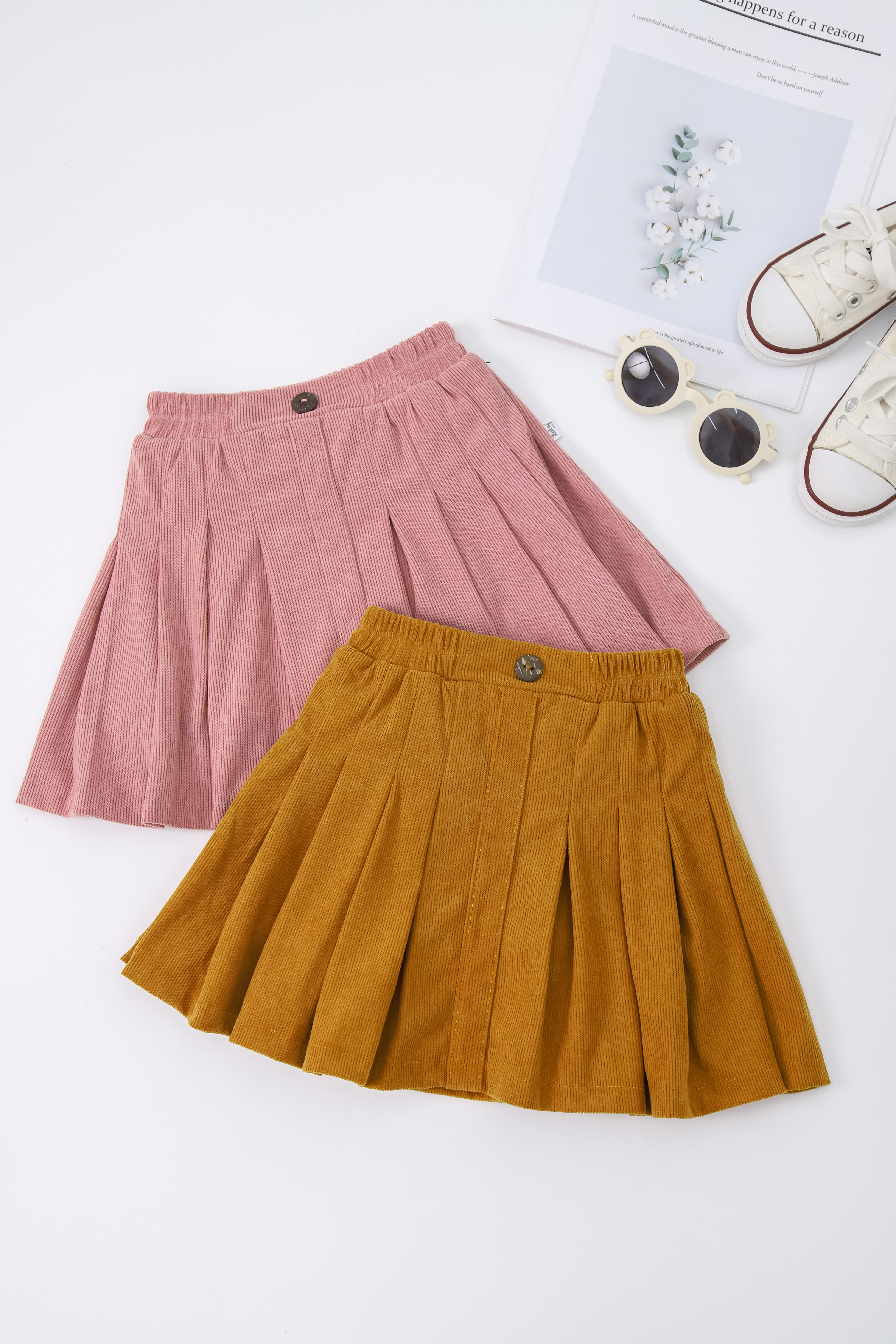 Chân váy nhung tăm xếp ly màu hồng_thumbnail_0