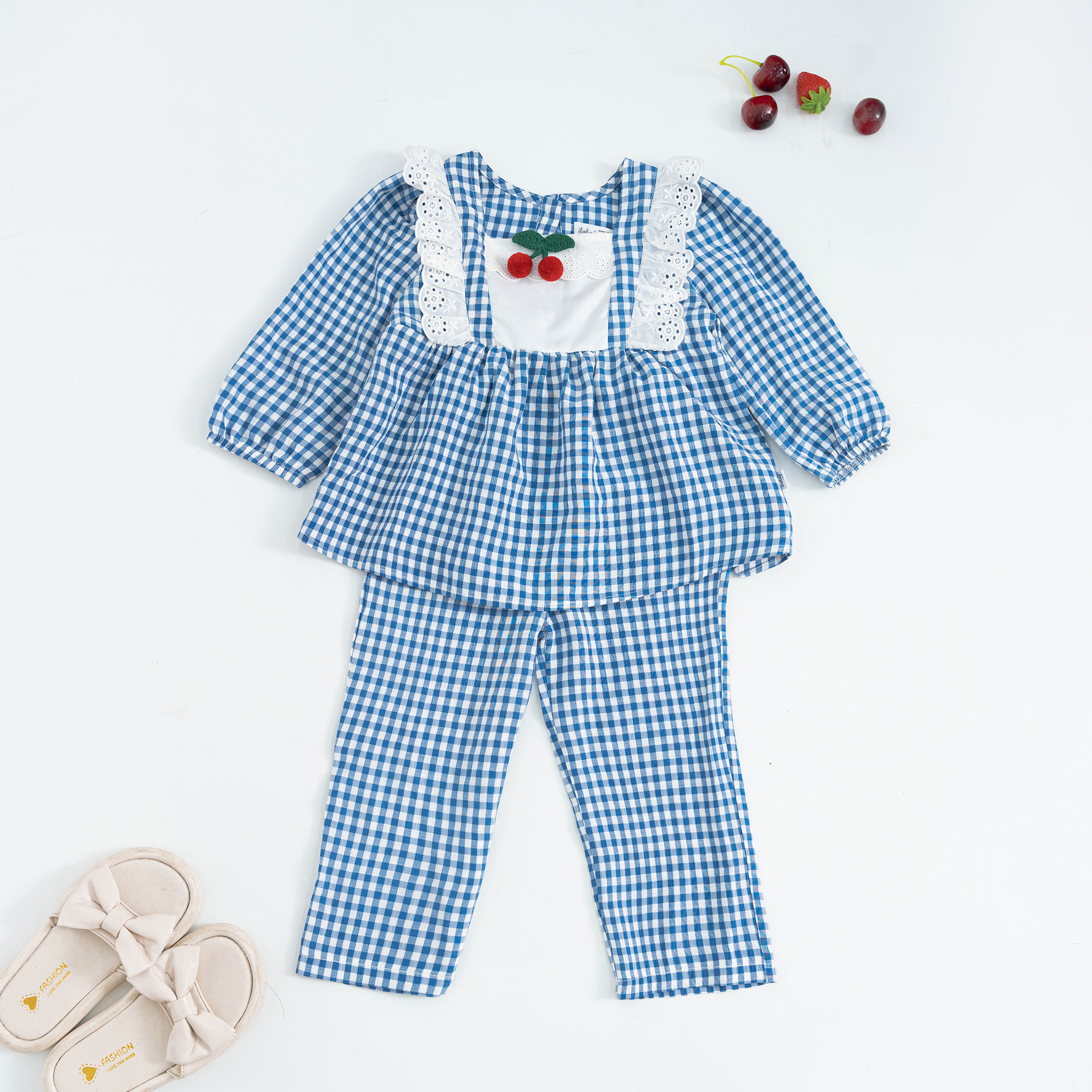 Bộ pyjama kẻ phối ren trắng_thumbnail_7