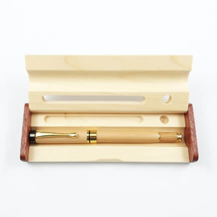 Combo CBB01: Bút gỗ maple nắp đậy + Hộp bút có rãnh
