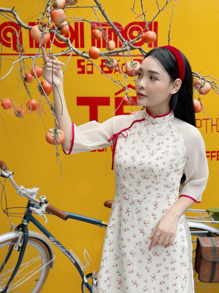 Áo dài mẹ và bé gái Tết 2024 Anniebaby áo dài truyền thống size đại đến 60kg cổ tàu chất xốp hoa mềm mịn  AD23011_thumbnail_7