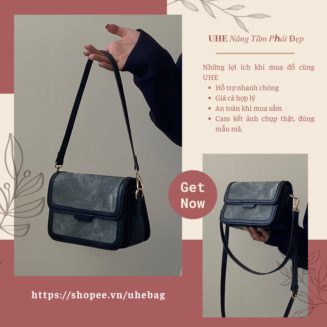 Túi quay xách mới túi đeo một vai sát nách màu xám đậm cao cấp dành cho nữ UHE_033
