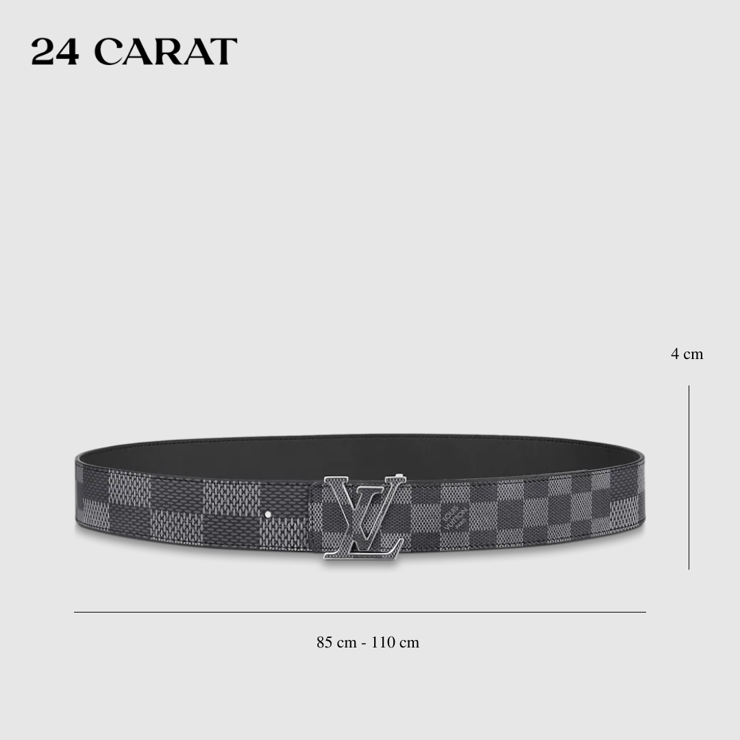 Dây lưng LV Initiales 40MM Reversible Belt ô kẻ xám