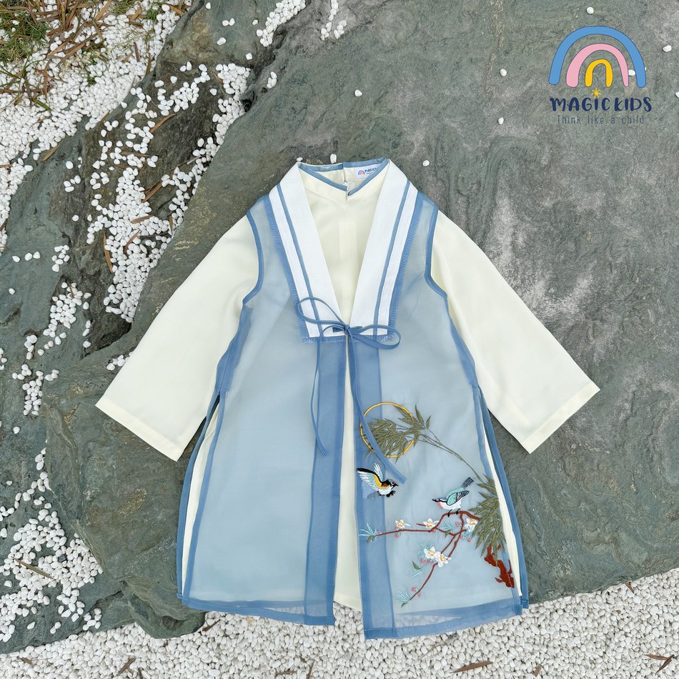 Áo dài cho bé trai 2 3 4 5 6 7 8 9 10 tuổi Magickids áo dài Tết cách tân size đại mẫu mới 2024 Quần áo trẻ em AD23021
