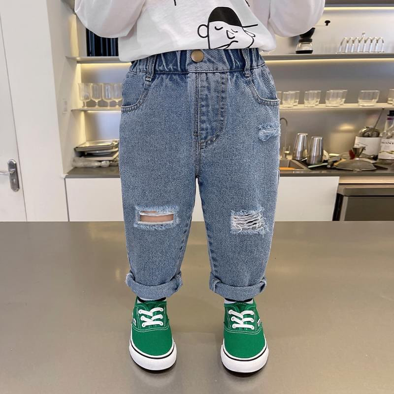 Quần dài bé trai 1 2 3 4 5 6 7 8 9 tuổi chất jean Magickids dáng baggy form rộng Quần áo trẻ em đi học đi chơi QD22019