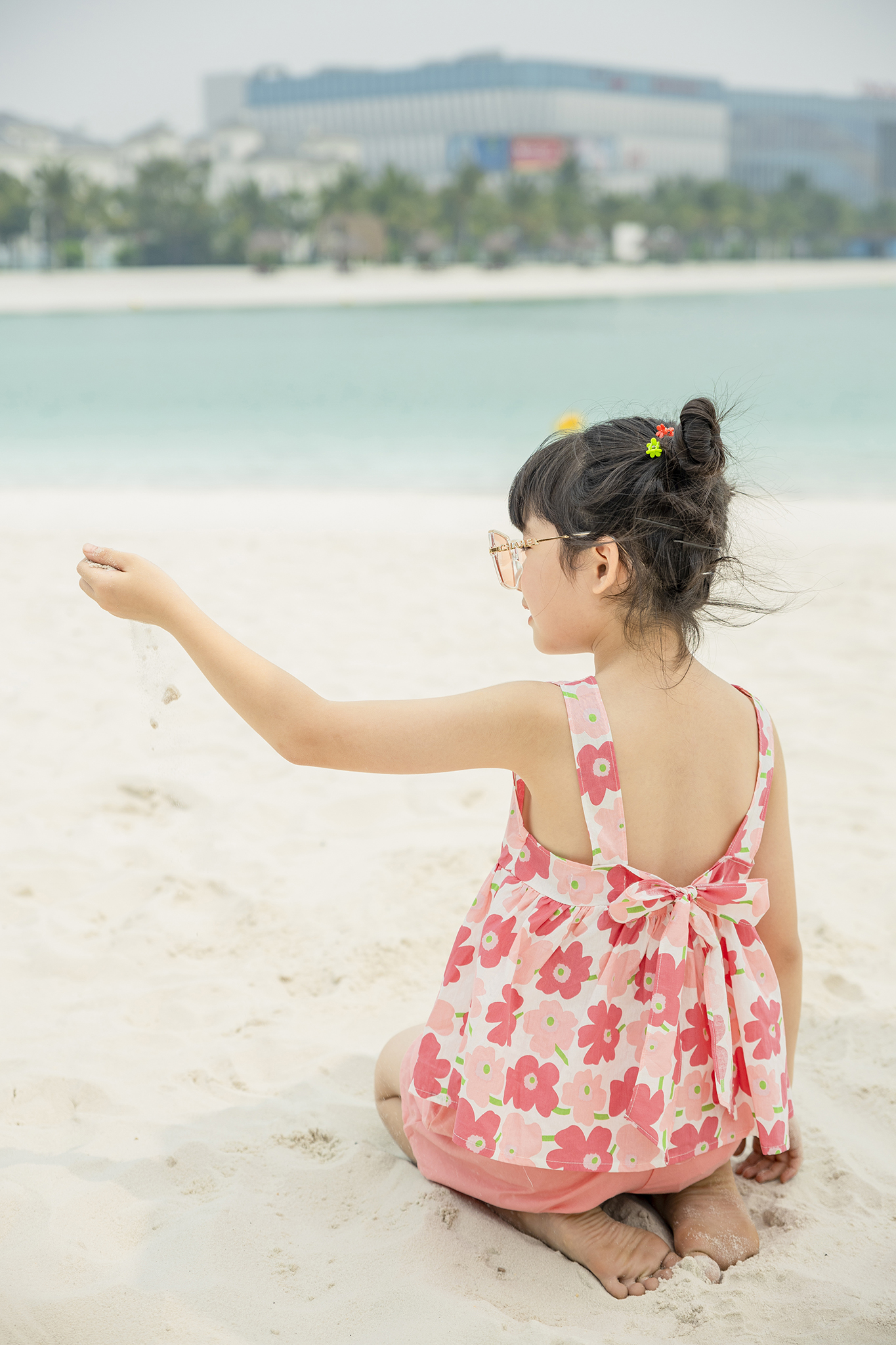 Set bé gái áo hoạ tiết buộc nơ sau_thumbnail_3