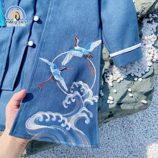 Áo dài Tết cho bé trai mẫu mới 2024 dáng cách tân cổ tàu thêu hạc size lớn từ 12-34kg Magickids Quần áo trẻ em AO21023_thumbnail_5