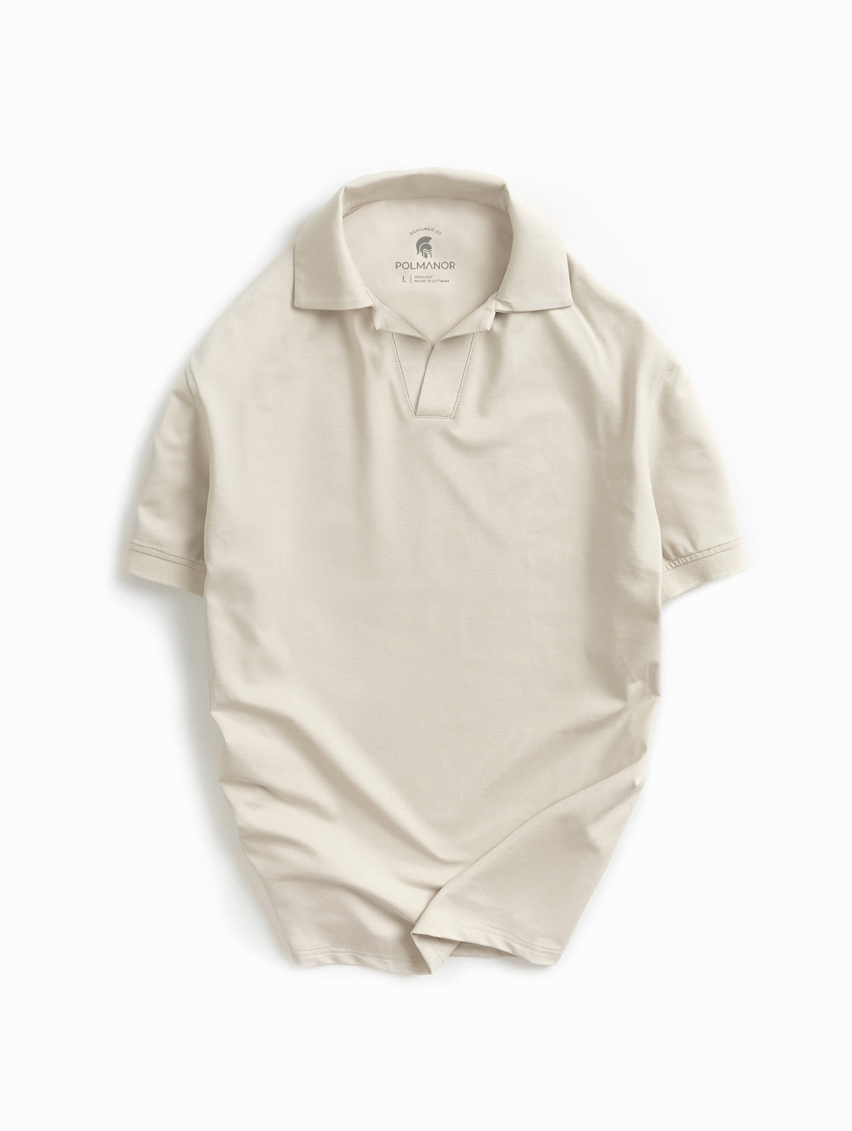 Áo Polo Nam Basic Vee vải CVC phom Regular Fit - Be / XXL