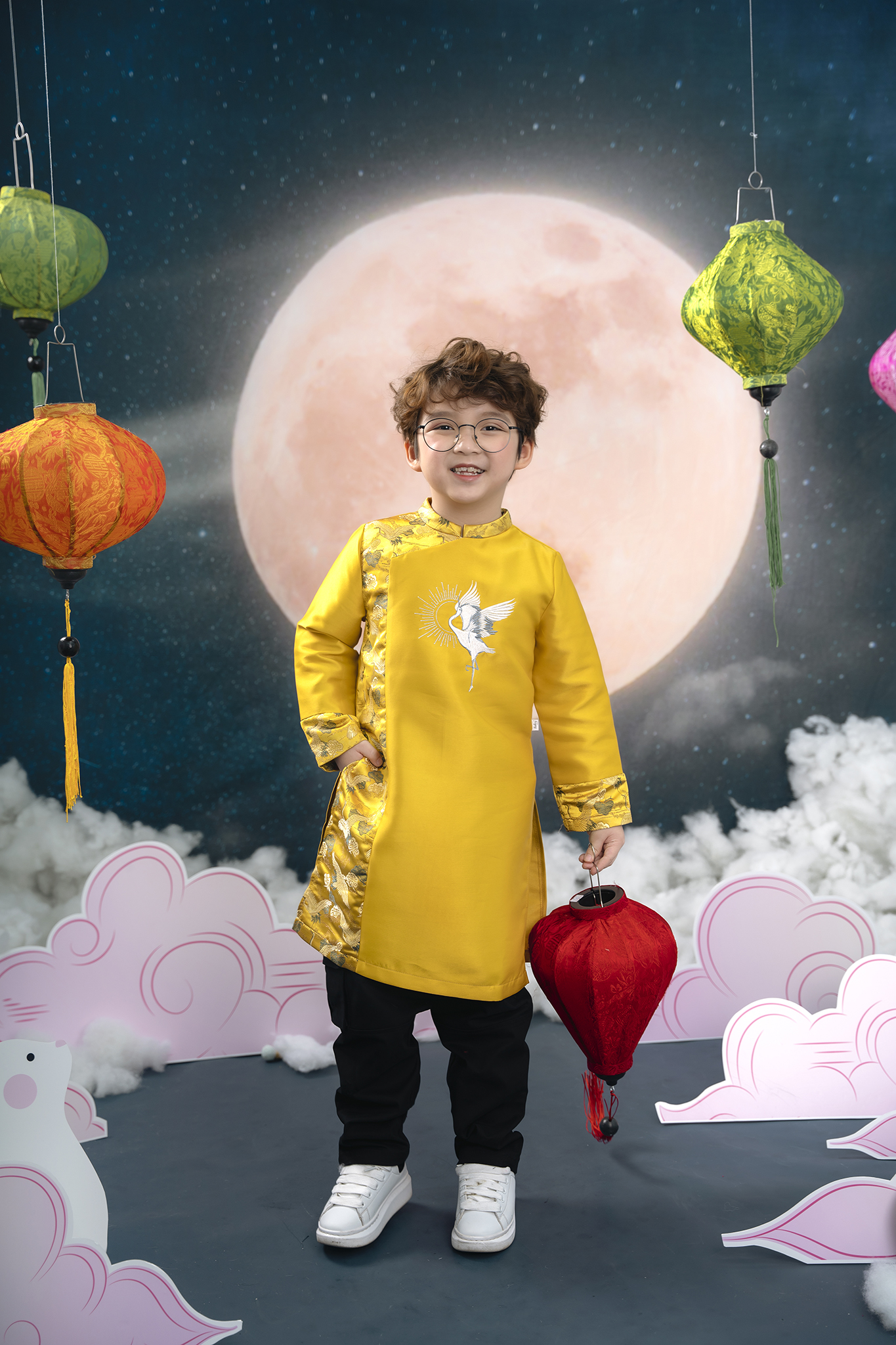 Áo dài phối gấm thêu hạc_thumbnail_3