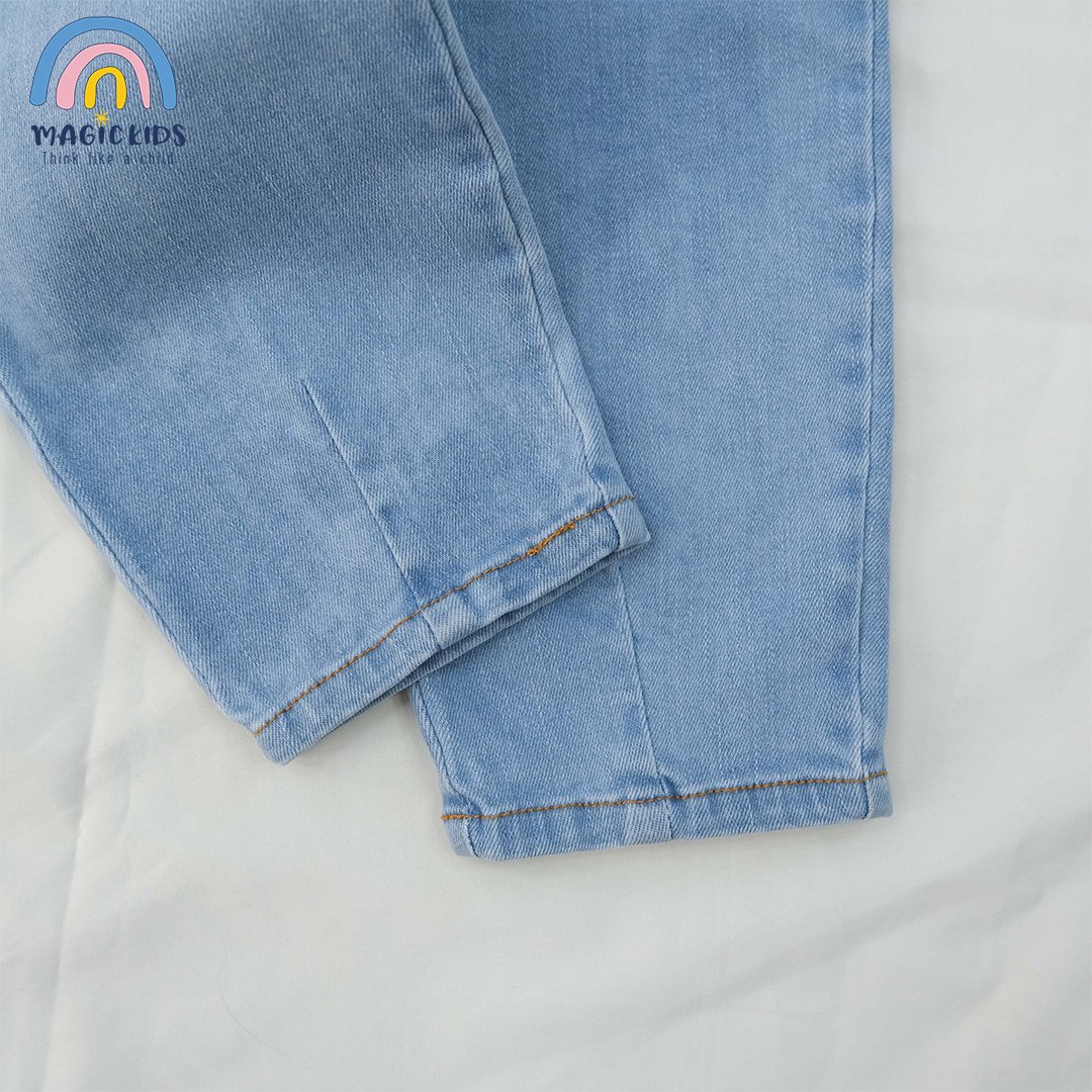 Quần dài bé trai 1 2 3 4 5 6 7 8 9 tuổi chất jean Magickids dáng baggy form rộng Quần áo trẻ em đi học đi chơi QD22019