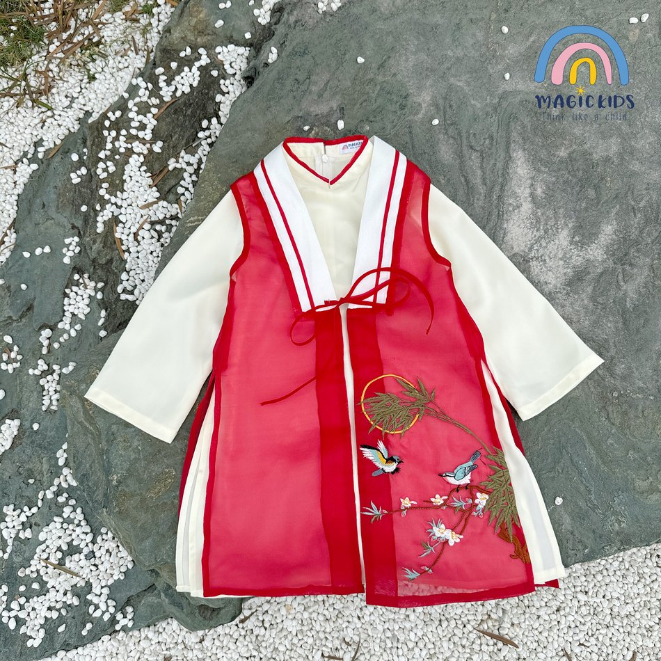 Áo dài cho bé trai 2 3 4 5 6 7 8 9 10 tuổi Magickids áo dài Tết cách tân size đại mẫu mới 2024 Quần áo trẻ em AD23021