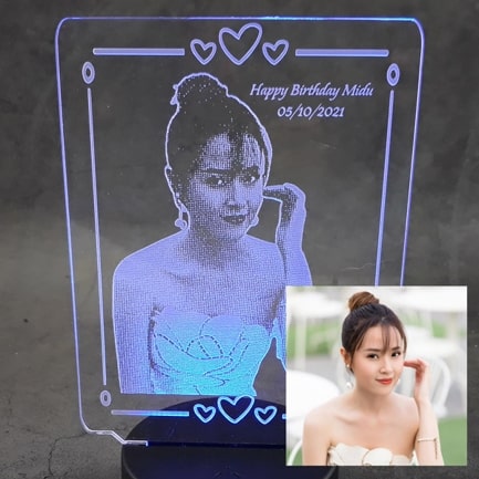 Đèn LED khắc theo yêu cầu - Mẫu chữ nhật 03